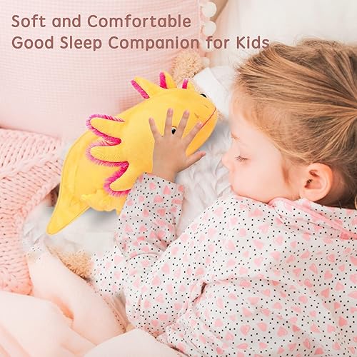 Miniatura 7 de Tiny Heart Peluche de ajolotl, animal de peluche de ajolote, bonito juguete de peluche realista de ajolote amarillo, regalos para niños y niñas, 20