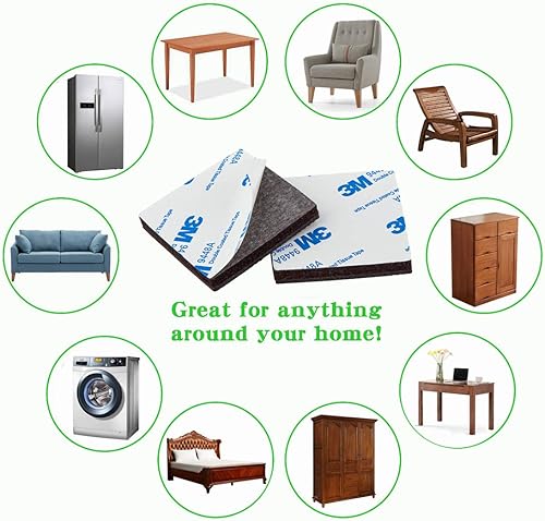 Miniatura 4 de Almohadillas de goma antideslizantes para muebles, 8 piezas cuadradas de 2 pulgadas, almohadillas antideslizantes para muebles de madera dura, para