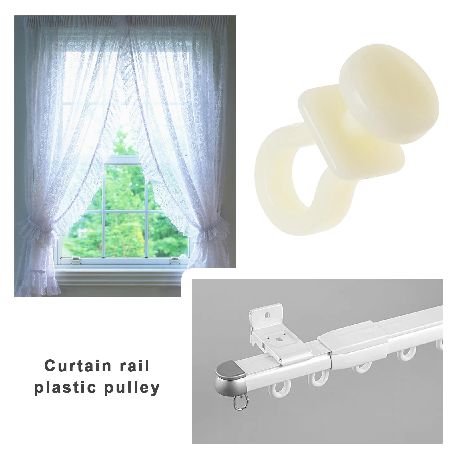 Confezione 100 Rulli Per Aste Mute Tende - Puleggia Plastica, Per Finestre E Bagno - Foto 4