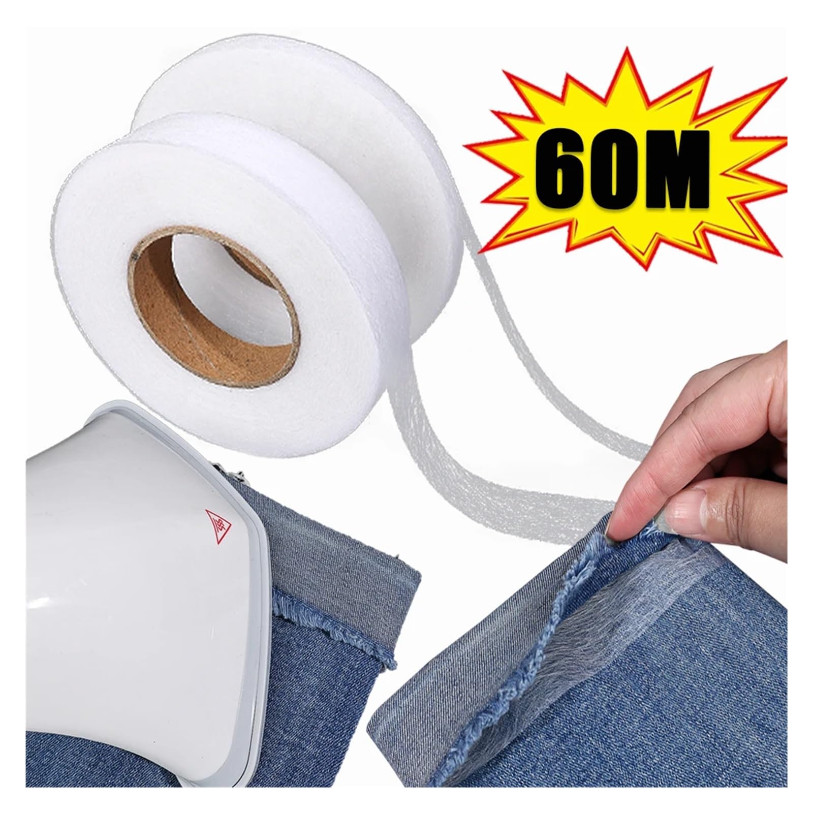 SXZBTWIJ Bügelsaumband 60m - Selbstklebendes Saumband 1cm Breit Für Hosen & Kleidung