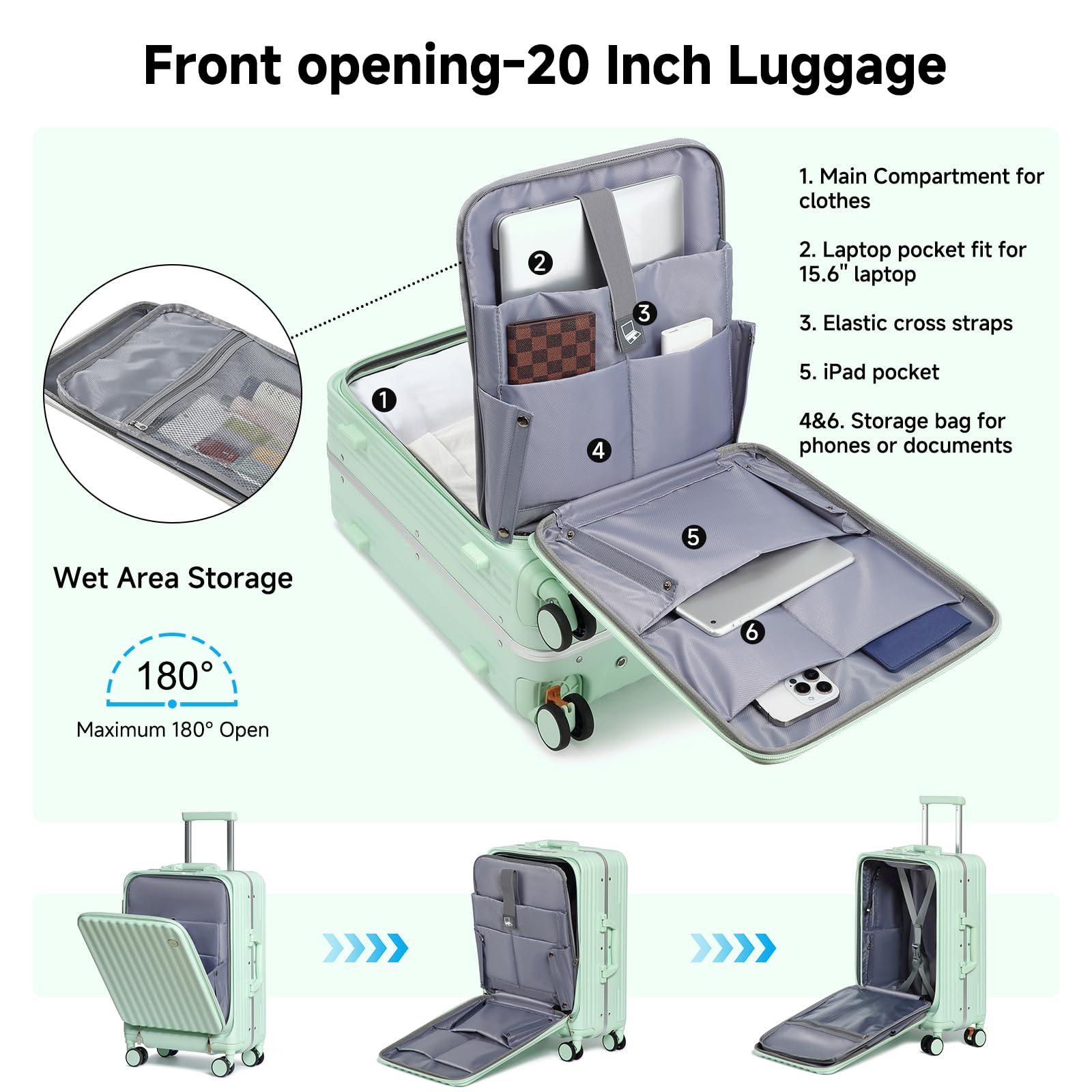 Sea choice Set di 2 Valigie Trolley in PC Bagaglio a Mano Set 2 Pezzi Valigie Rigide con 4 Doppie Ruote a 360° et Chiusura TSA 55cm/78cm con Ricarica USB, Porta bicchieri