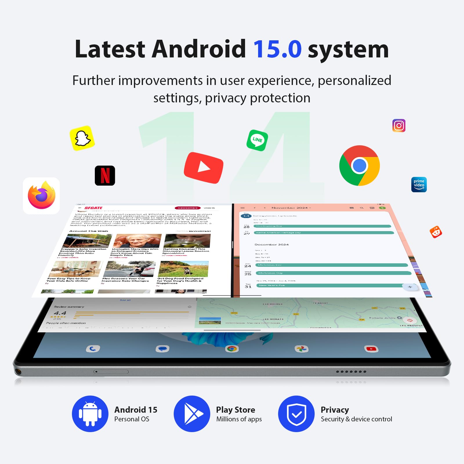 LEVIRTU 10.4 Pollici Android 15 Tablet, 5G WiFi, Tablet in Offerta 36GB RAM+256GB ROM (2TB TF) 2.0GHz Octa-Core, INCELL 2000x1200 FHD, 8000mAh/8+13MP/GPS, con Tastiera+Mouse+Caso(Grigio)