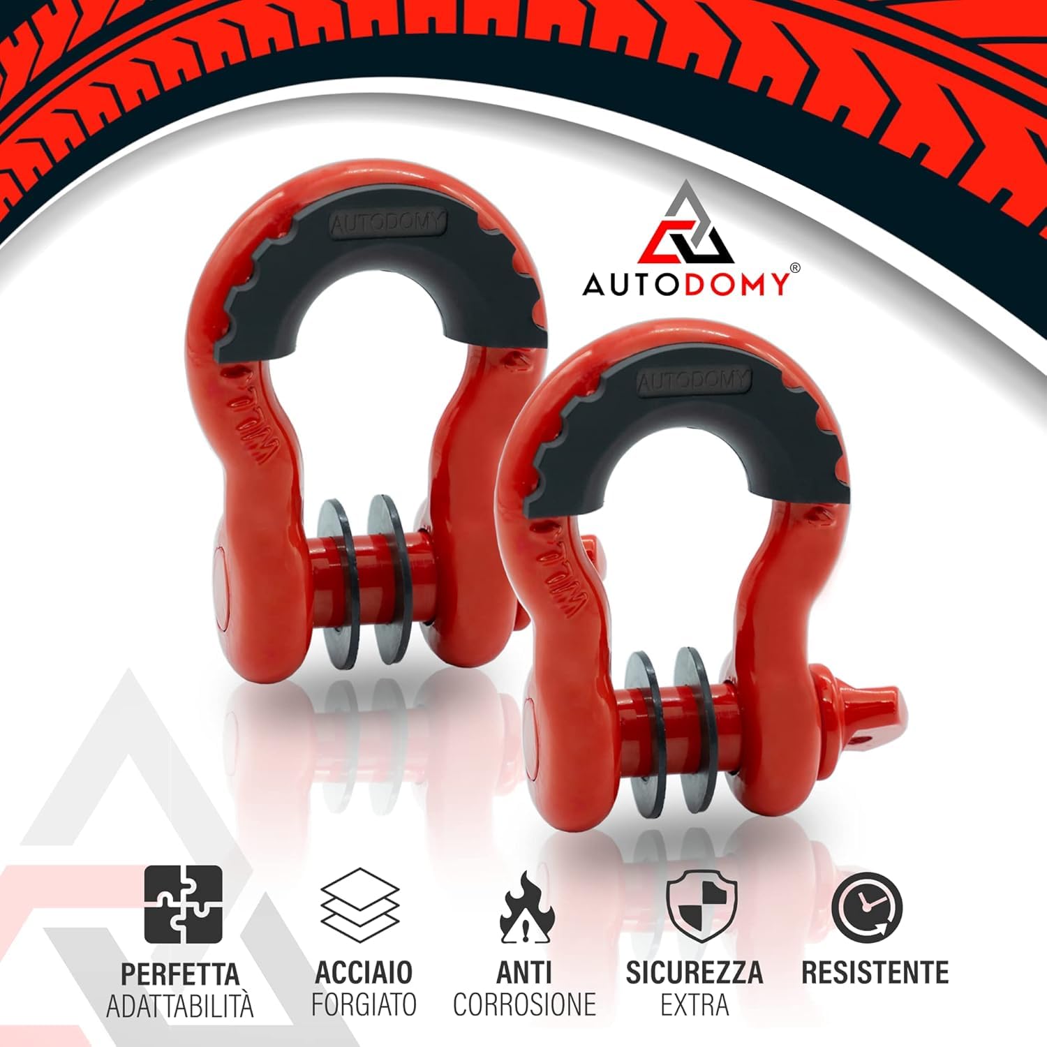 Autodomy Pack 2 Unita Grillo Acciaio Inox Forgiato e Zincato | Capacità 4,75 Tonnellate (4.750Kg) | Grilli Traino per Imbracatura da 3/4" | Grillo 4x4 per il Traino e il Recupero di Veicoli