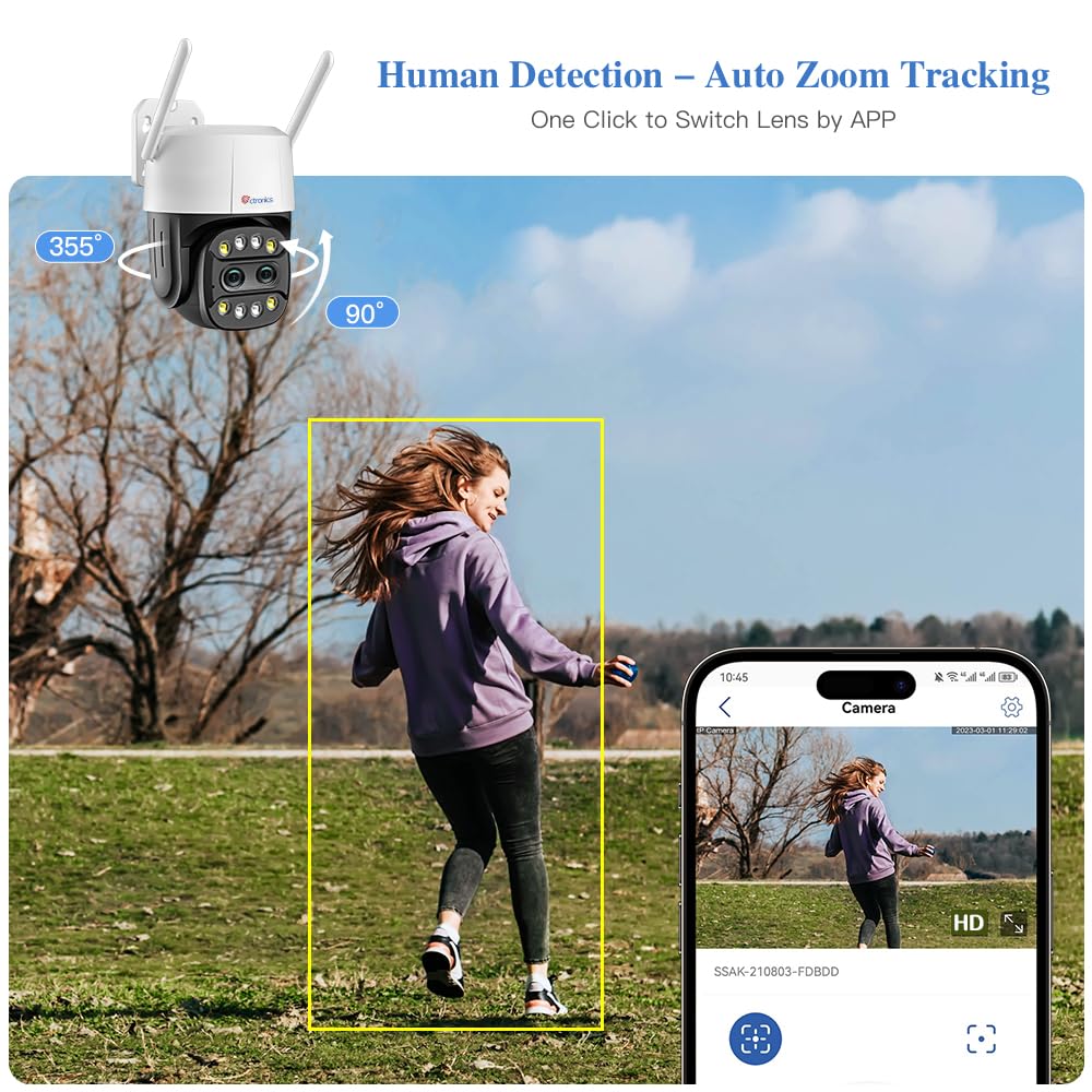 Ctronics PTZ Überwachungskamera WLAN 5MP 10-facher Optischer Zoom Im Freien Erkennung Von Menschen 100m Nachtsicht Sirene Alarmleuchte Ein Satz Von 2 83617849