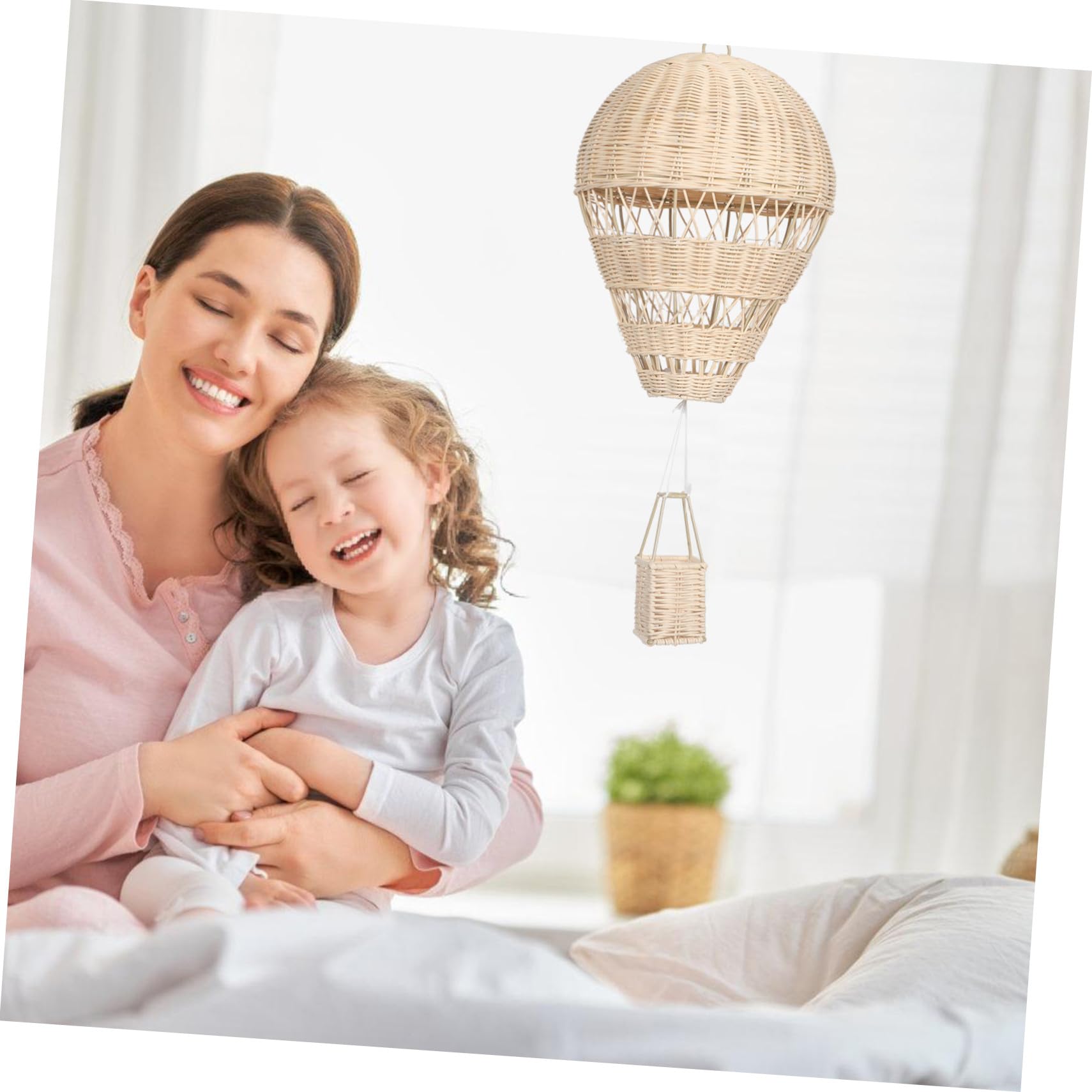 Uonlytech Geflochtener Heißluftballon Vielseitig Einsetzbar aus Natürlichem Rattan Hängende Dekoration mit Lichterkette Handgefertigt im Pastoralen Stil für Kinderzimmer