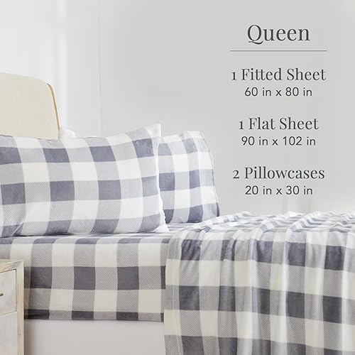 Miniatura 2 de NY Loft Juego de sábanas de microforro polar ultra suaves con bolsillos extra profundos, juego de sábanas de vellón de terciopelo extra suave, forro