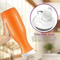 Vista 3 de DilaBee Jarra de plástico con tapa (paquete de 4, 32 onzas) dispensador redondo de bebidas de plástico para agua, jugo, té helado, jarras de agua