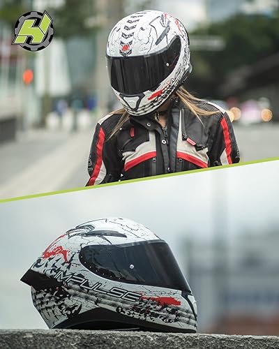 Miniatura 7 de Hax - Casco integral de motocicleta y de moto de calle con doble aleta trasera y clavos de plástico para Pinlock Ready, para adultos, aprobado por