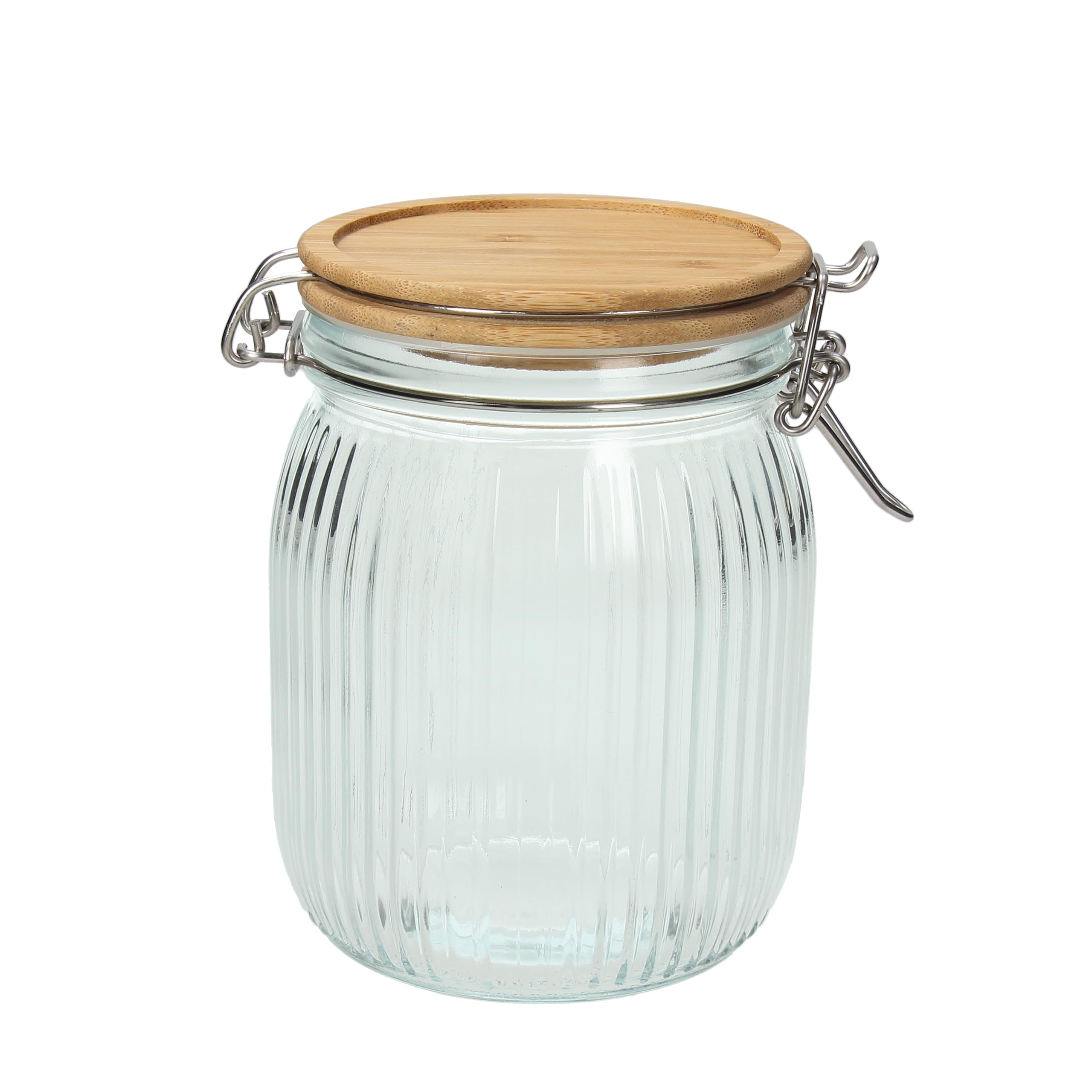Tognana Vidrio 700cc Bamboo Storage Jar with Lid, Glass, Clear