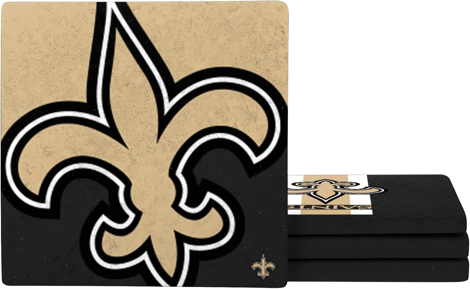 FOCO NFL Official Game Day 4-Pack Beverage Drink Stone Coaster Set (New Orleans Saints) - Image 3