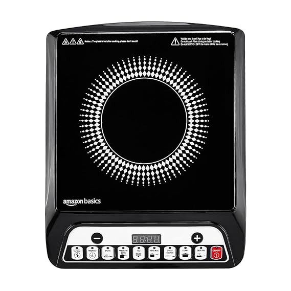 Amazon Basics 1600W Induction Cooktop | 7 Pre-Set Cooking Menus | LED Display | Smart Push Buttons I Energy Efficient, Auto Cut-off, 20A IGBT & 4KV Surge Protection I Black - Expert Choice Deal with 60% Discount on Amazon | Valzo