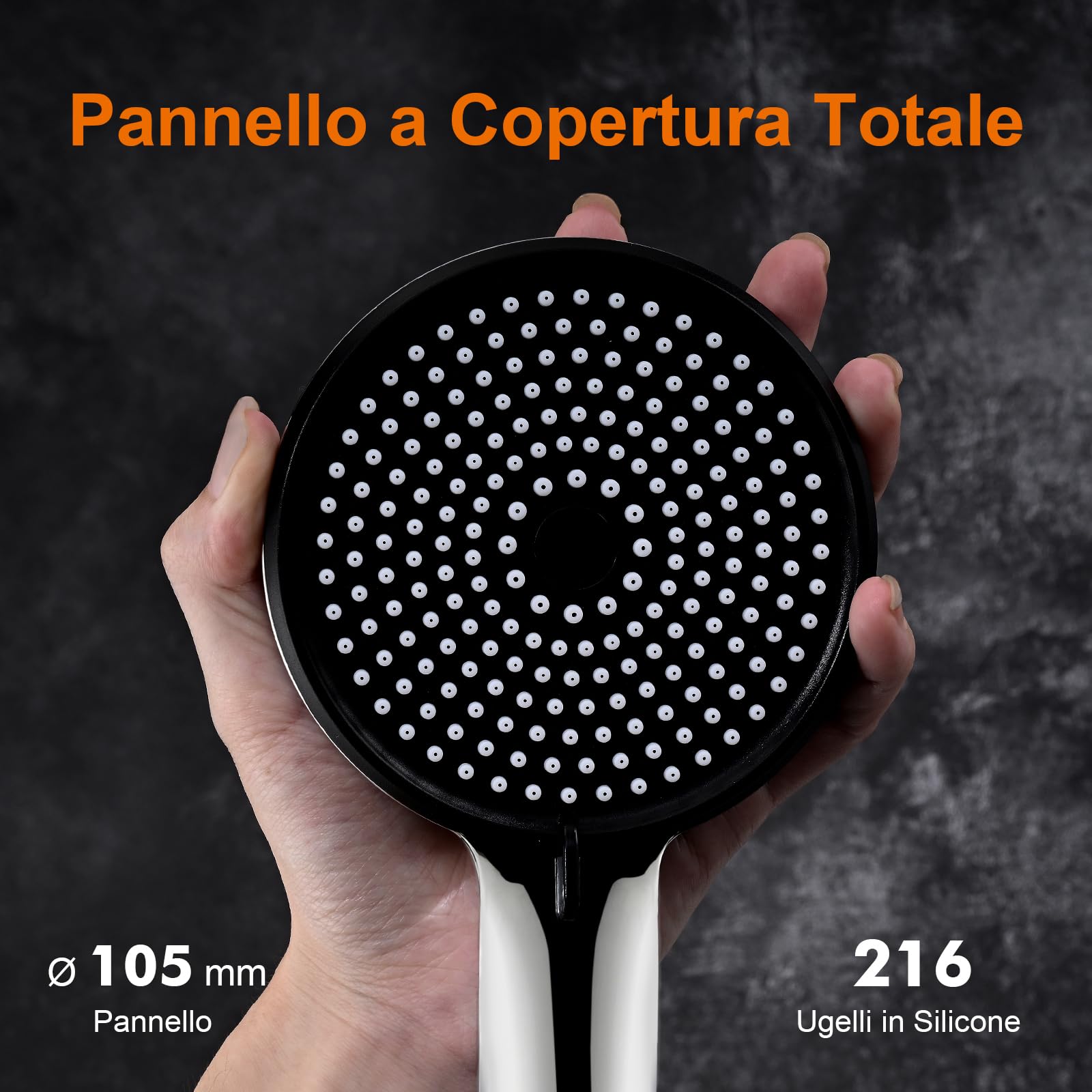 GRIFEMA Soffione Doccia Alta Pressione – 3 Modalità di Spruzzo, 216 Ugelli in Silicone Anticalcare, Design Leggero, Finitura Cromata, Universale e Facile da Installare, G807