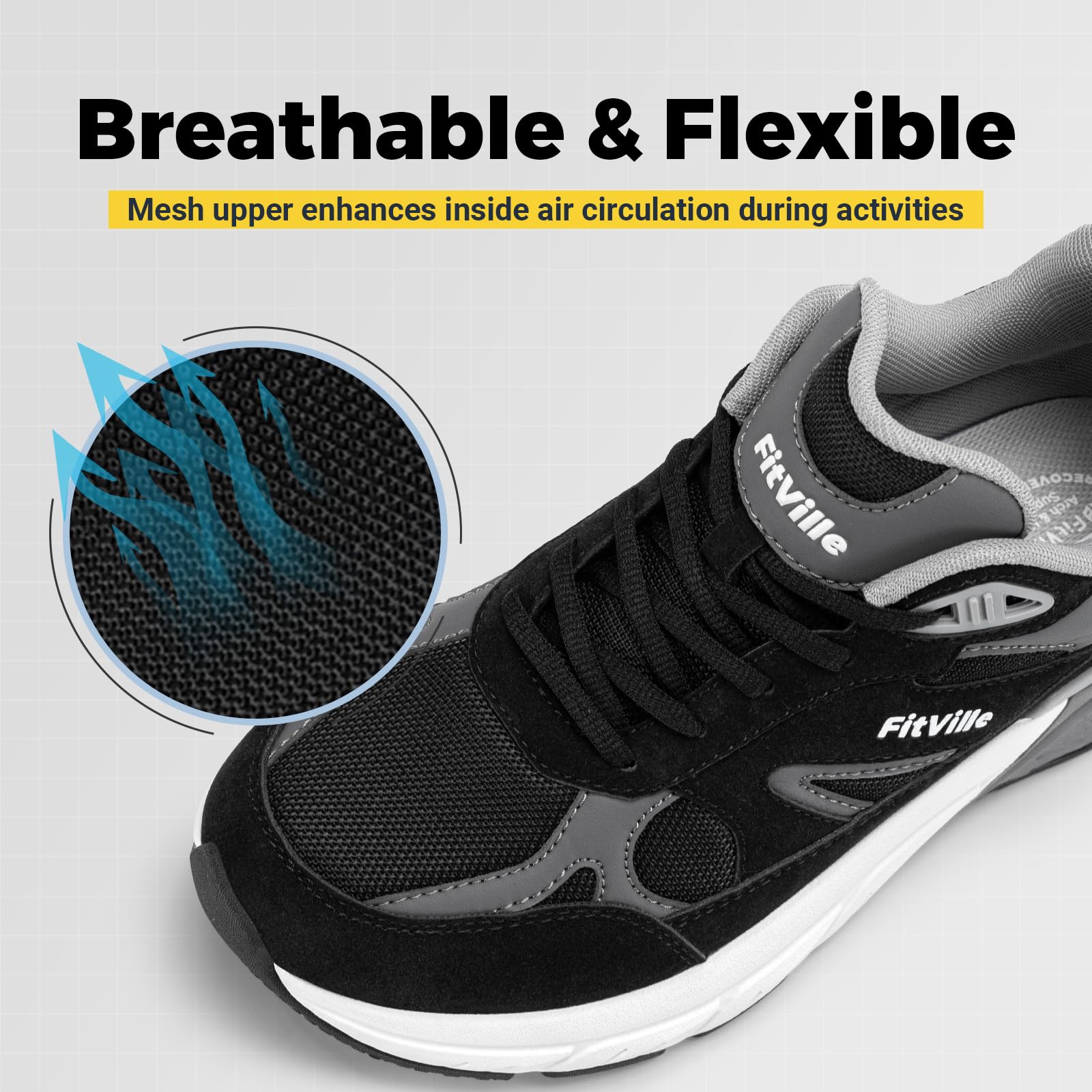 FitVille Extra Large Scarpe Sportive Uomo Sneakers Running Piedi Larghi Antiscivolo Traspiranti Jogging Camminare
