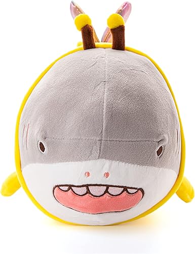 KECIRLE Almohada de peluche de animal de tiburón y abeja, bonito juguete de anime, cojín suave de peluche de animé para mascotas, regalos para San