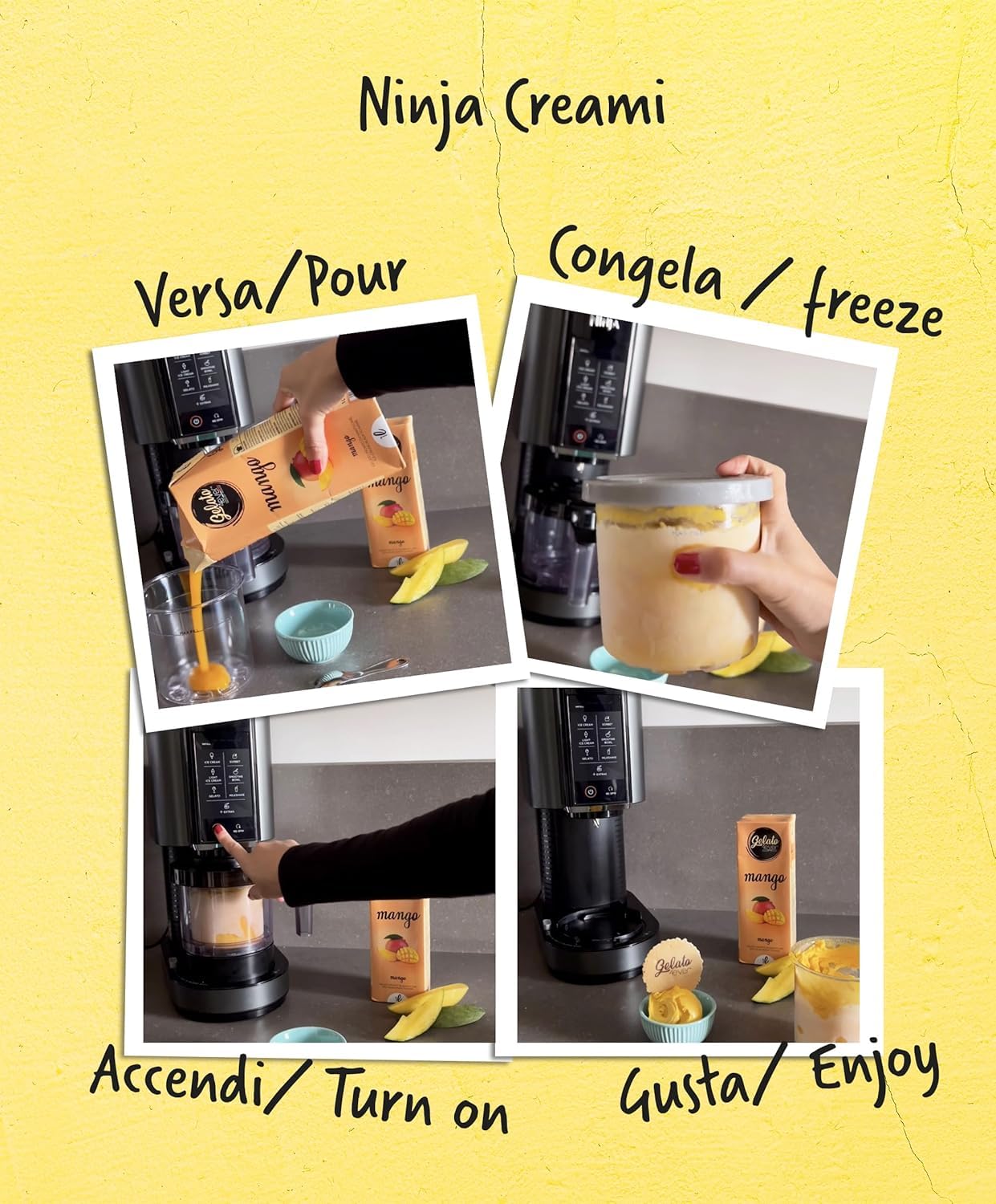Gelato 4ever - Preparato per Gelato Pronto da Mantecare, Double Pack, Facile da Preparare, Compatibile con Tutte le Macchine per Gelati Come Ninja Creami, Magimix, HKoenig, 1L per Brick, Made in Italy