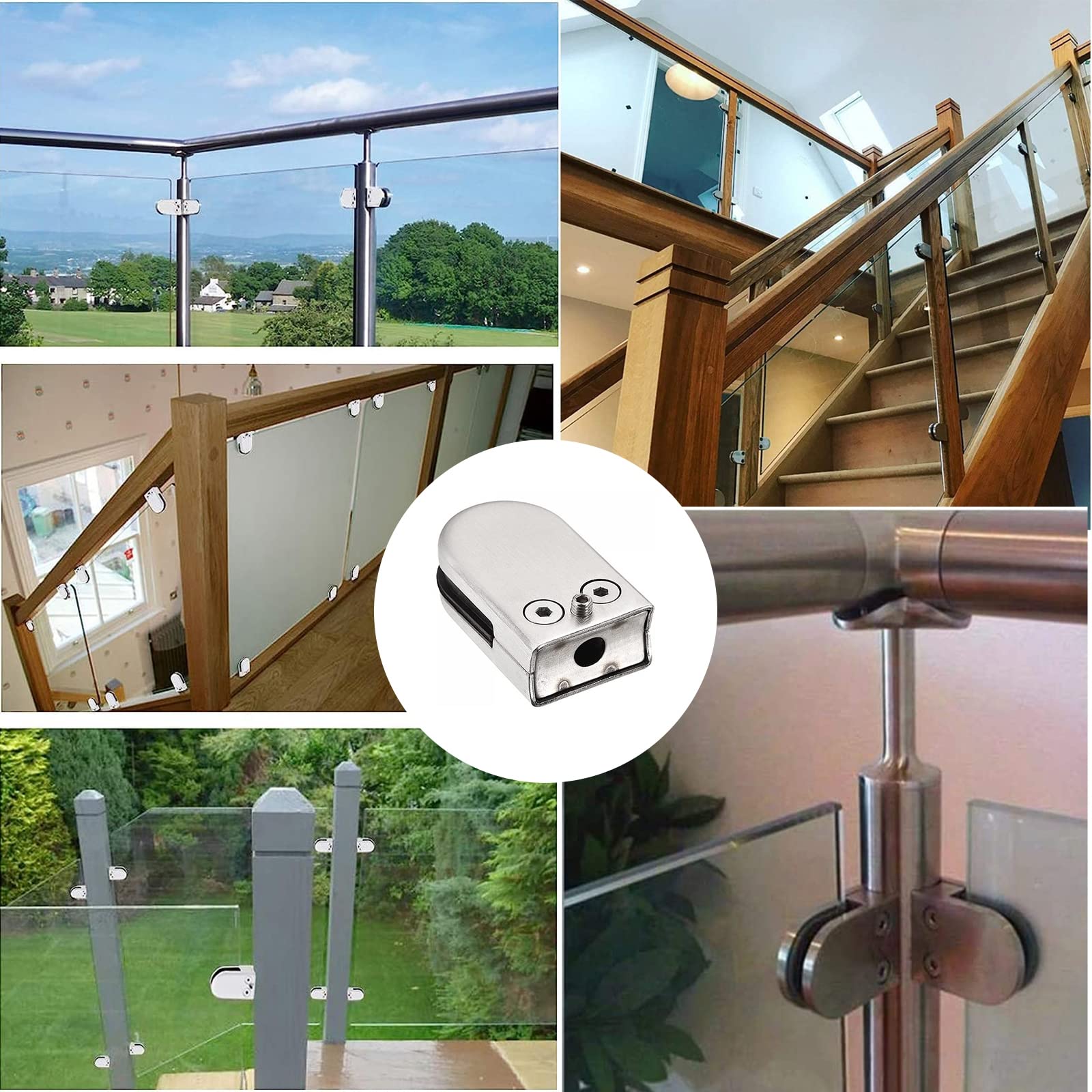 12 szt. zakrzywionych zacisków zaciskowych, 304 stalowe uchwyty do 0,8 cm, 1 cm, 1,3 cm, hartowane, idealne do balustrad i balustrad