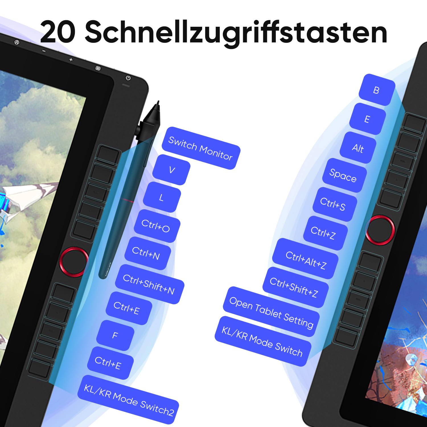 XP-Pen Artist 24 Pro Grafik-Tablet mit Display 2K QHD in 23,8 Zoll (63,8 cm), passiver Eingabestift, 8192 Ebenen, USB-C-Anschluss, kompatibel mit Windows/Mac/Android