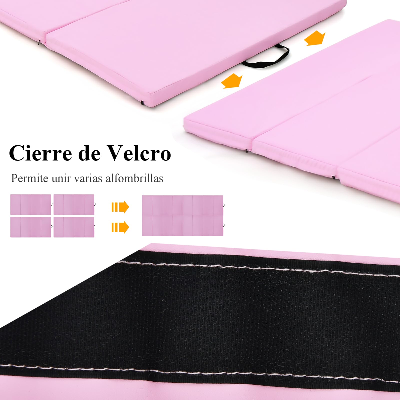 GYMAX Esterilla de Gimnasia Plegable, Antideslizante y Resistente a Desgarros, con Funda de Poliuretano y Asas de Transporte, Esterilla de Fitness para Yoga, Pilates y Entrenamiento