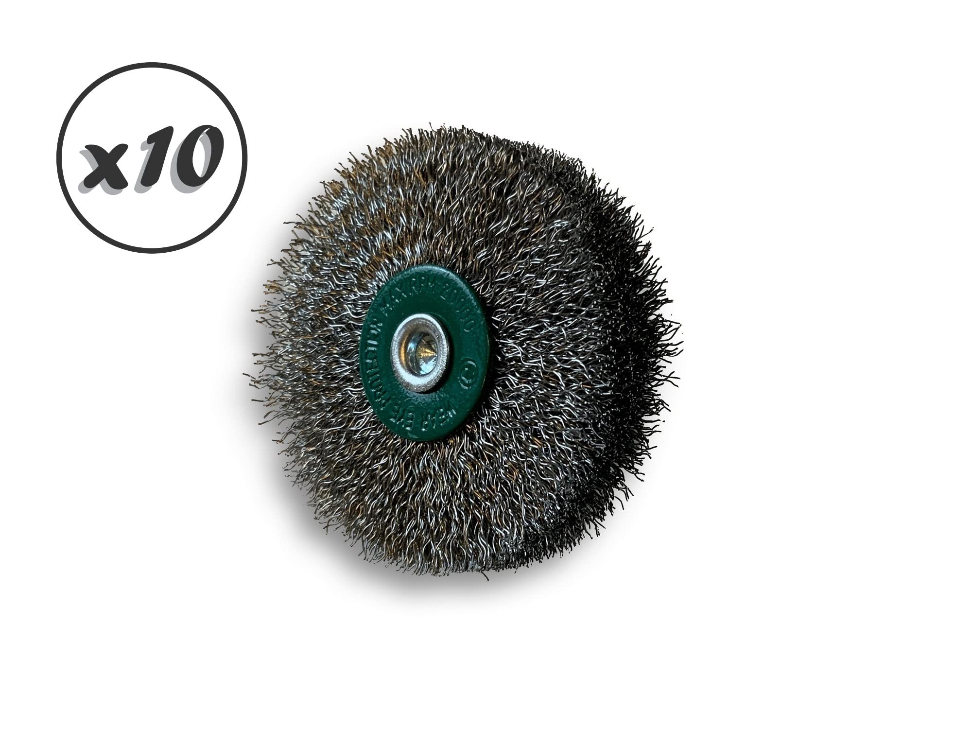 Kibros Lot 10 brosses circulaires tige Ø 75 mm inox dur 18 mm
