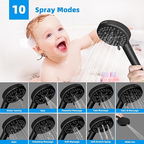 Miniatura 2 de Hibbent All Metal - Cabezal de ducha filtrado de 12 pulgadas, cabezal de ducha de mano de alta presión con brazo de extensión de arco ajustable de