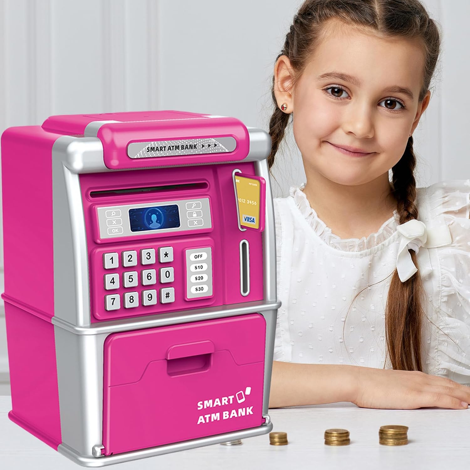 Auto Grab Bill Slot - Educational Money Toy, Learning Toy for Kids | Electronic Piggy Bank, Password-Protected Money Box, Auto Grab Bill Slot, Novelty Pretend Play Toys for Birthdays