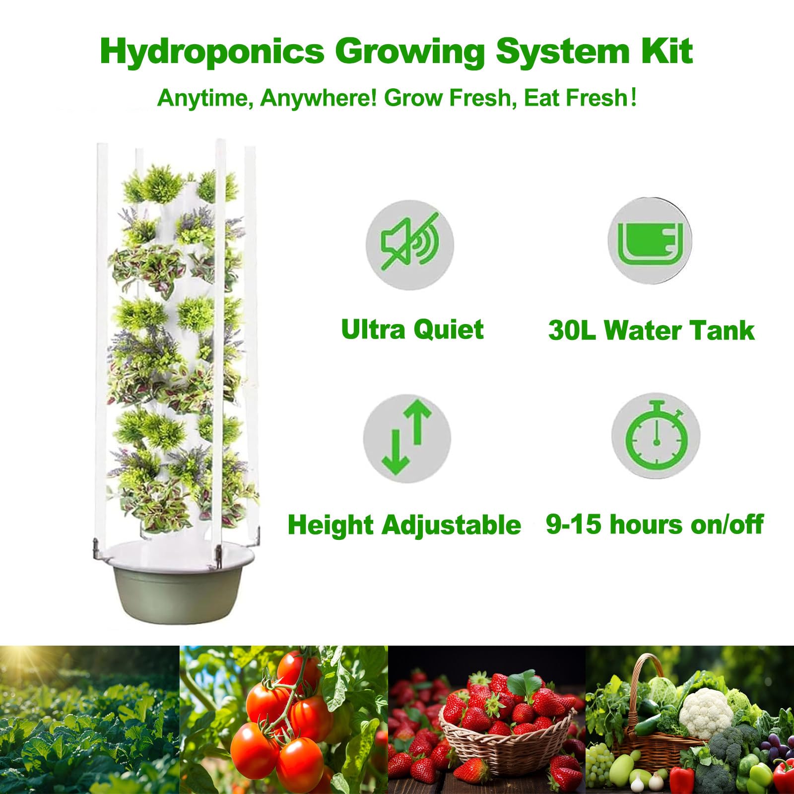 Kit de germinación hidropónica 20/28/36 y Torre de Cultivo Vertical con luz LED y Bomba de Agua, jardín Interior sin Tierra para Verduras y Hierbas orgánicas de la Granja a la Mesa 5Layer