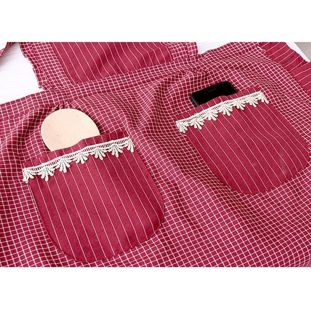 SSDD Cocina de Cocina casera, con una Hermosa Moda de Estilo Occidental Delantal de la Moda de los instintos. (Size : Red)