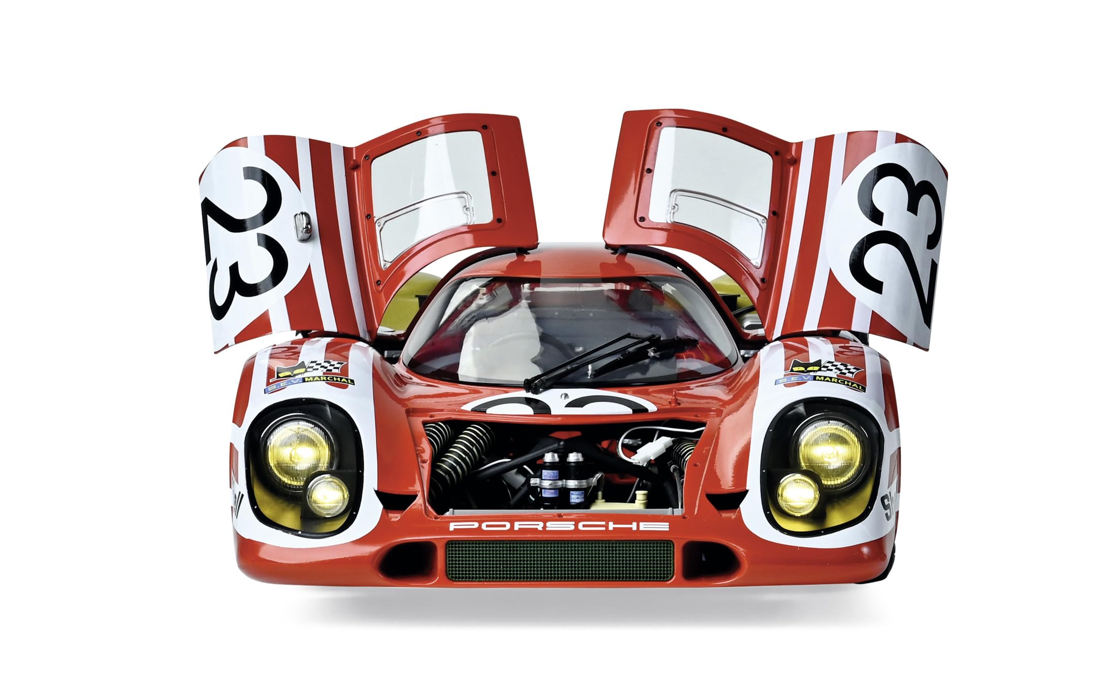 IXO Colecciones 1:8 Porsche 917KH #23 Salzburg - Construcción De Maquetas A Escala, Kit De Maquetas con Función Luz Y Sonido, Piezas Móviles, Carrocería Prepintada Roja