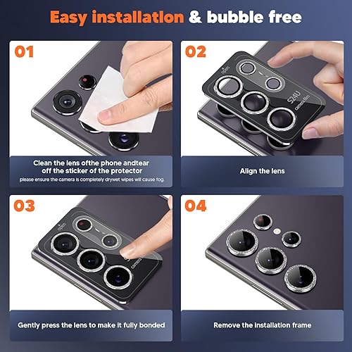 Miniatura 48 de Hoerrye Protector de lente de cámara para Samsung Galaxy S24 Ultra, compatible con fundas, protector de pantalla de vidrio templado Ultra-HD 9H