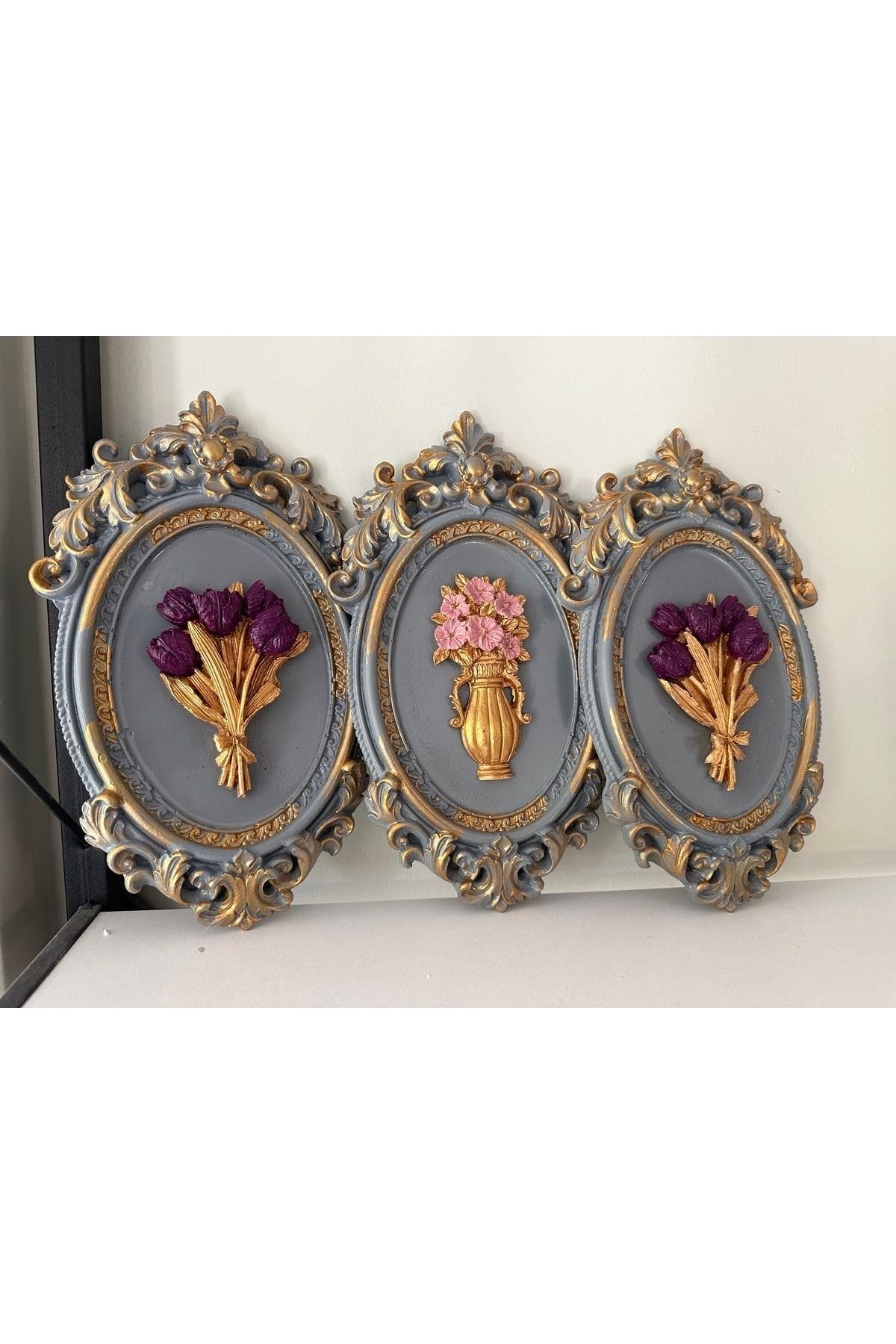 Décoration murale avangard en céramique grise SODEF - Lot de 3 pièces élégantes pour salon