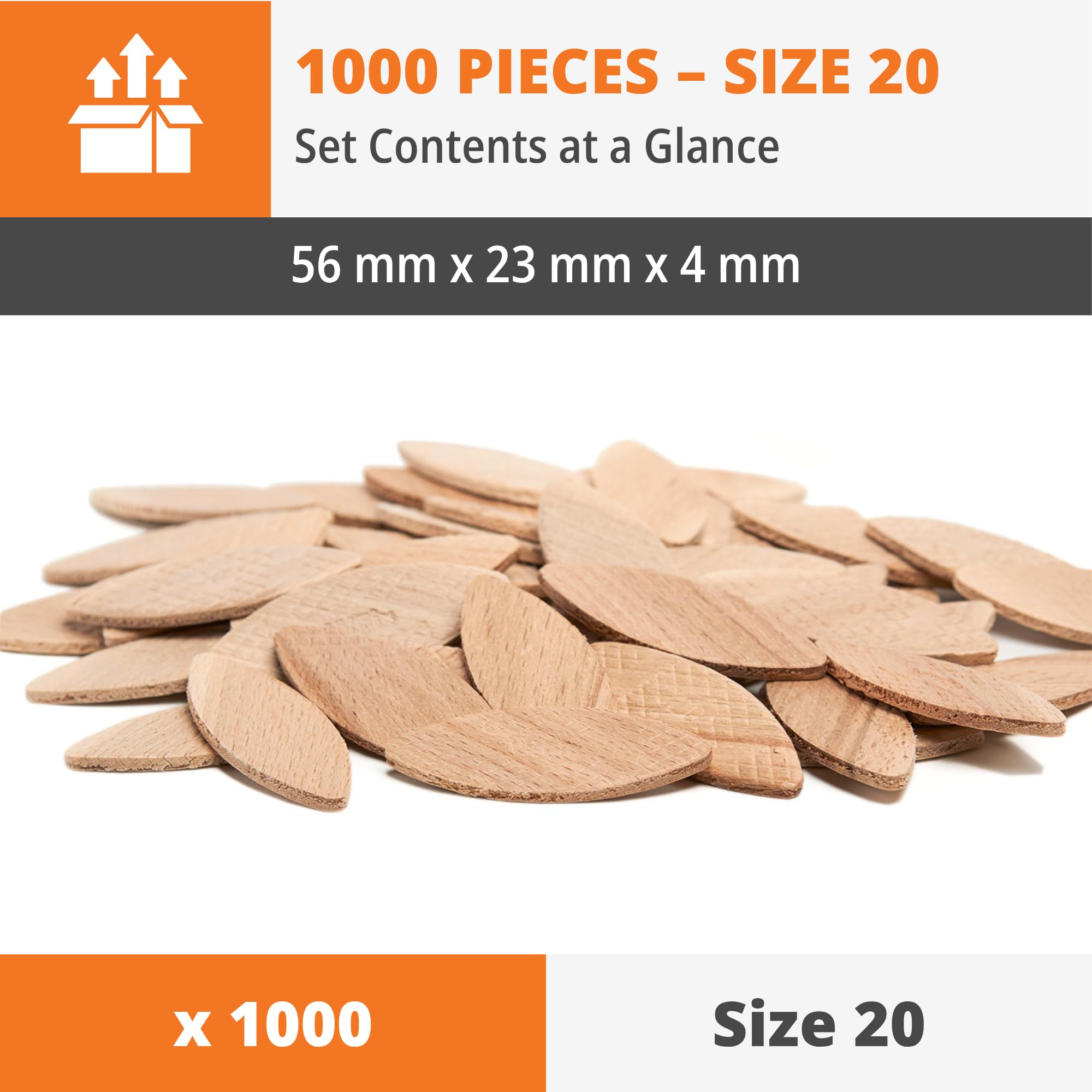 Tasselli legno numero 20 WFix | 1000 pezzi | Tasselli in scatola Eurobox | Compatibile con lamellatrice e fresatrice per legno | Attrezzi fai da te