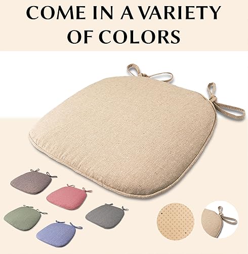 Miniatura 7 de JREDDI Juego de 4 cojines para sillas de comedor, almohadillas de herradura para sillas de cocina, cojines antideslizantes con lazos para decoración