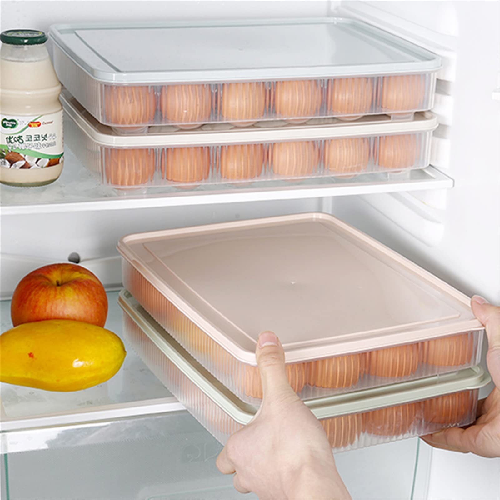 Compartimiento de Huevos para refrigerador 24 Rejillas Caja de Almacenamiento de Huevos de plástico Contenedor de Almacenamiento de Alimentos portátil Refrigerador Soporte de Bandeja de Huevos