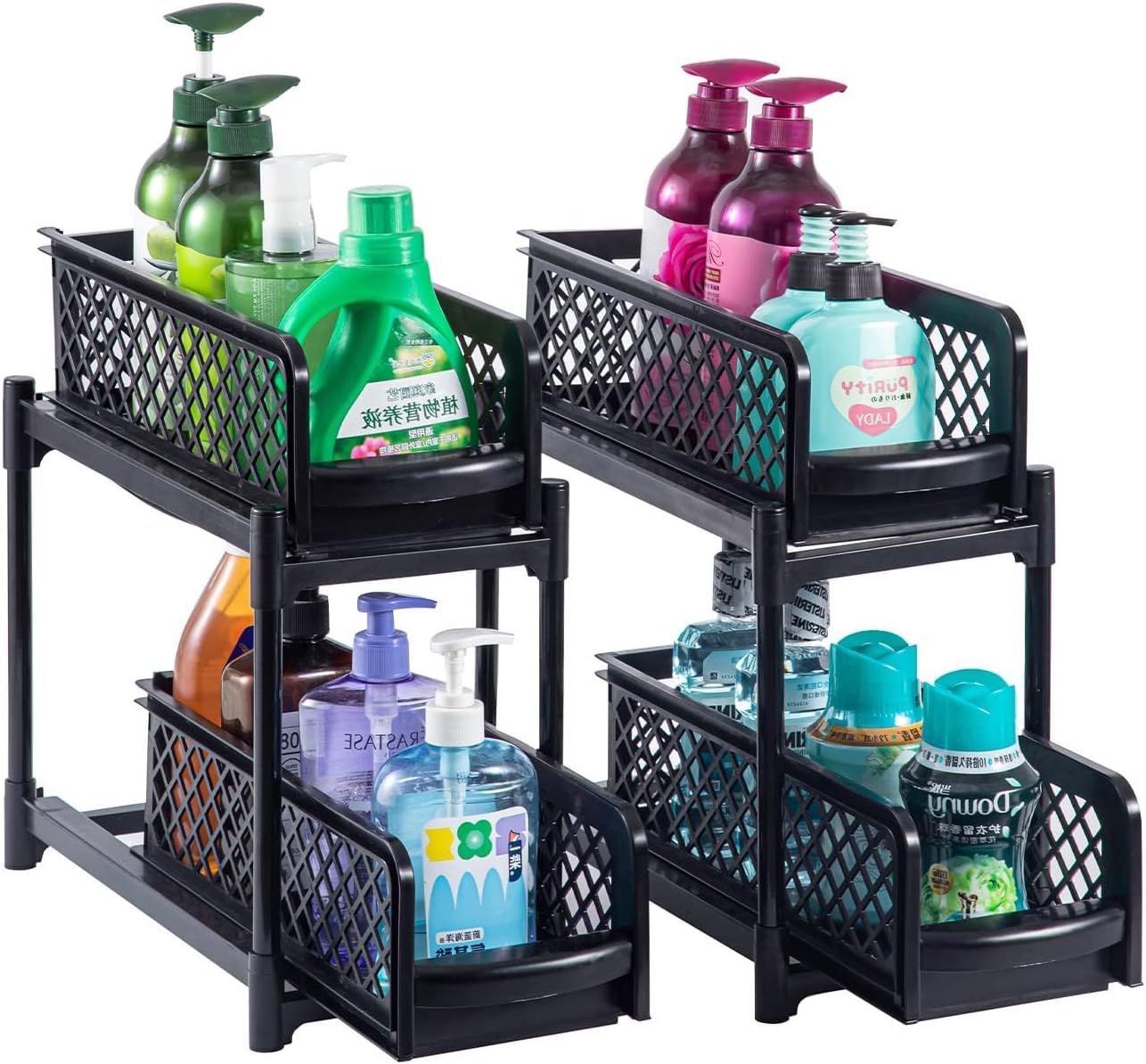 Amazon.com: Bigreat 2Pack Pull Out Home Oragnizers,Black Bathroom ...