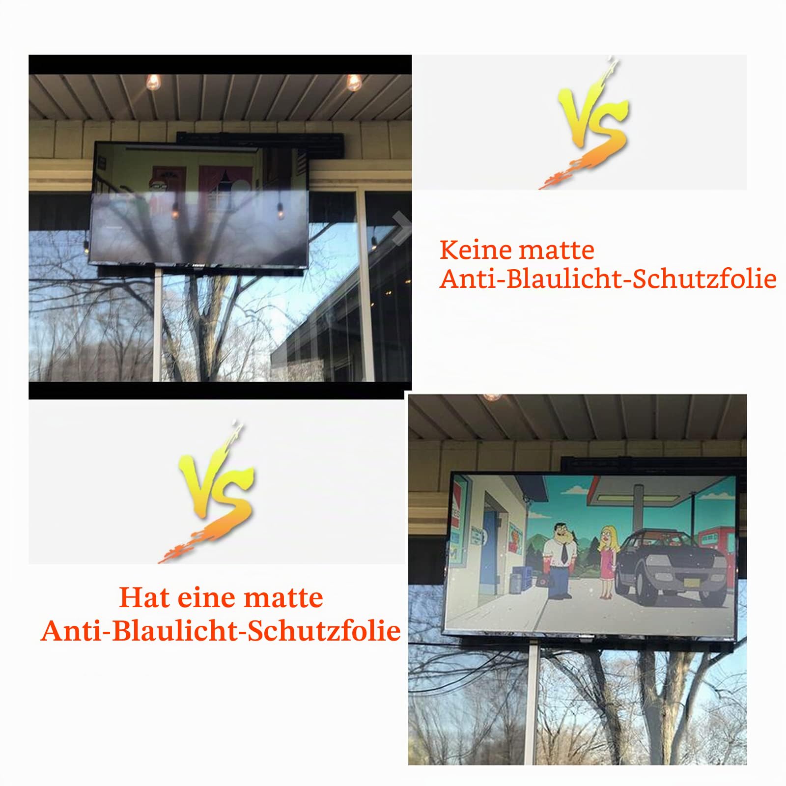 32-46 Zoll Blendschutz LCD-Displayschutz Anti-Blaulicht Tv Entspiegelungsfolie TV-Schutzfolie Anti-Blaulicht Augenschutz,Matte-40in(886X498) mm
