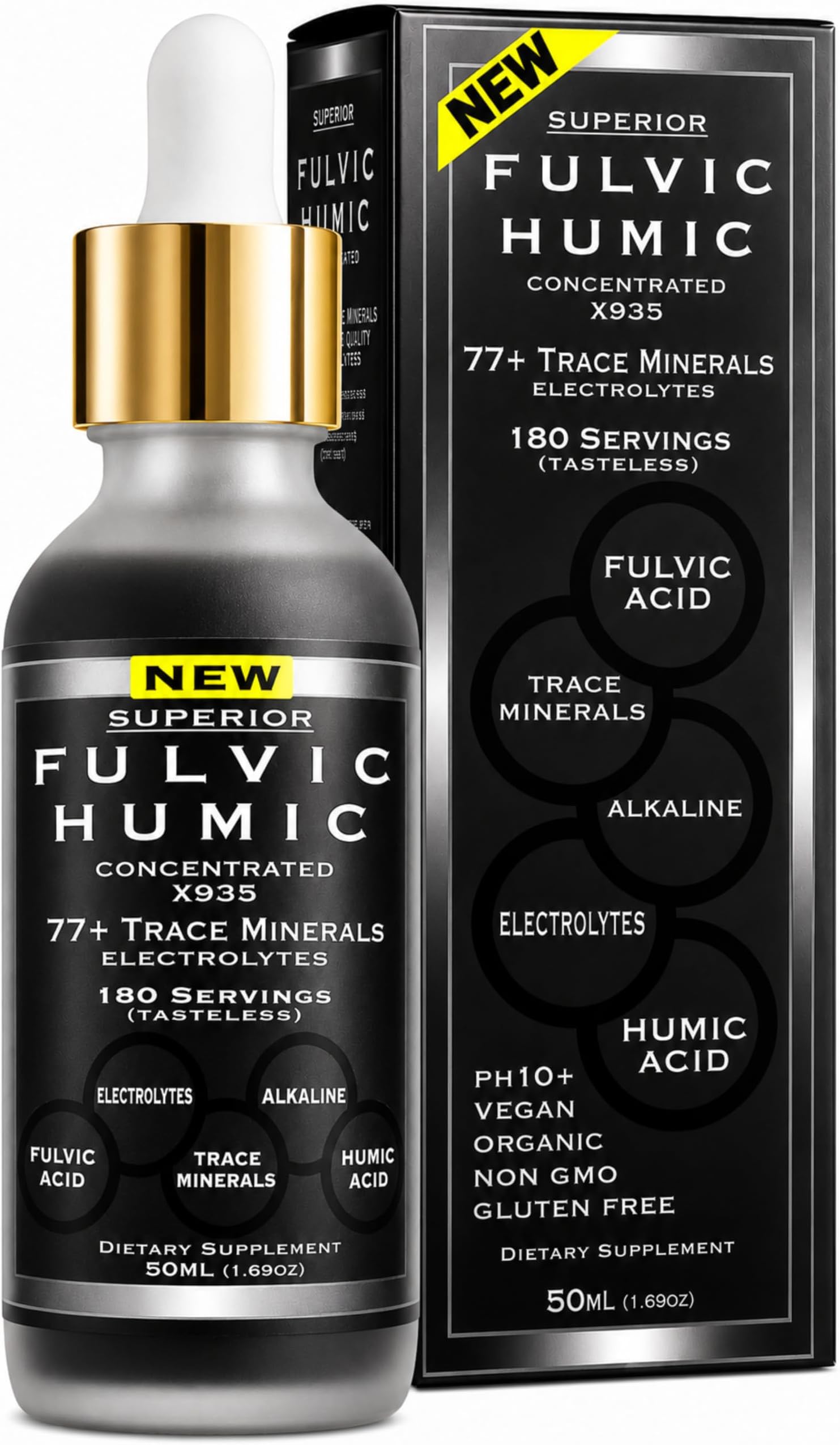 Fulvic Acid Trace Mineral Drops with Electrolytes - 77 Trace Minerals - 180 Servings - Restore Electrolytes, Improve Gut Health, Leaky Gut Repair - Ionic Trace Minerals from Fulvic & Humic Acid