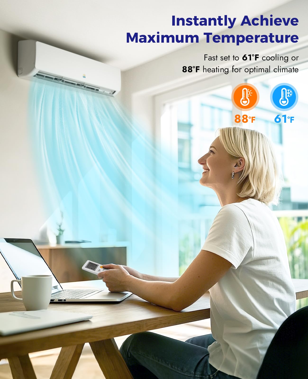 Oylus Mini Split Ac/Heating System - 12000 BTU Ductless Mini Split Air Conditioner with Heat Pump, 19 SEER2 115V Energy Efficient Ac Unit Up to 750 Sq.Ft with Installation Kit - Additional View