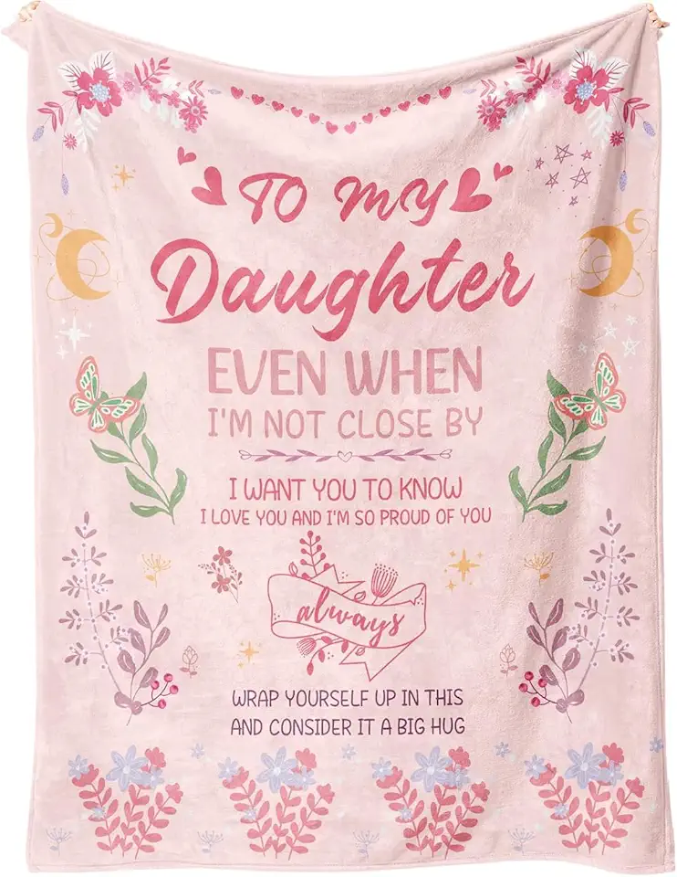 BeneCharm Presentes de filha de mãe pai - para minha filha cobertor - presentes de aniversário para filha adulto - cobertor anti-bolinhas para filha rosa 127 x 152 cm