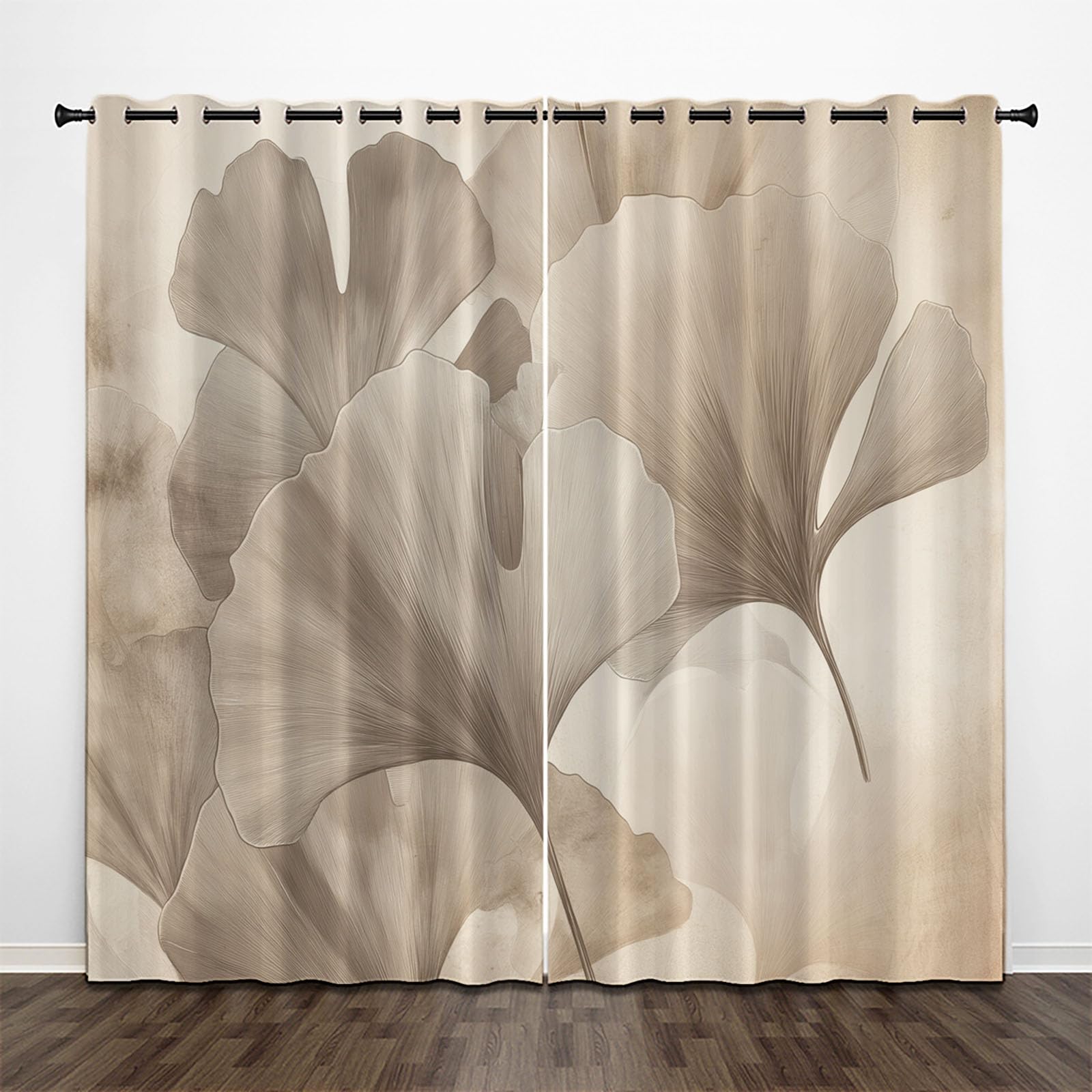 Rideau occultant isolant thermique beige 140x180 cm rideaux œillets ginkgo