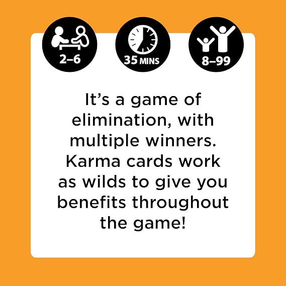 KARMA Playing Cards Game for Kids, Family Games Night, Travel Game