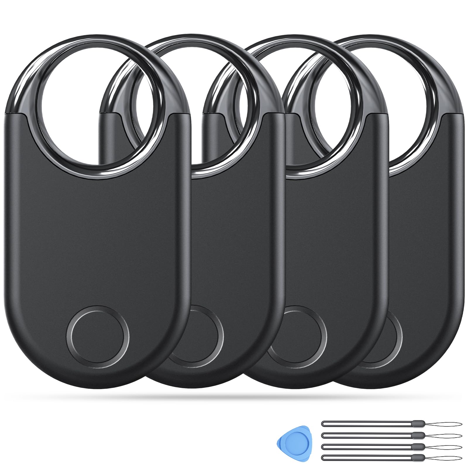 Smart Air Tags Bluetooth Tracker Finder 4 pezzi, Bluetooth Localizzatore Funziona con Apple Dov'è App (solo iOS) Trova oggetti e chiavi per Bagagli, Valigie, ZainiBorse, Batteria Sostituibile. Nero