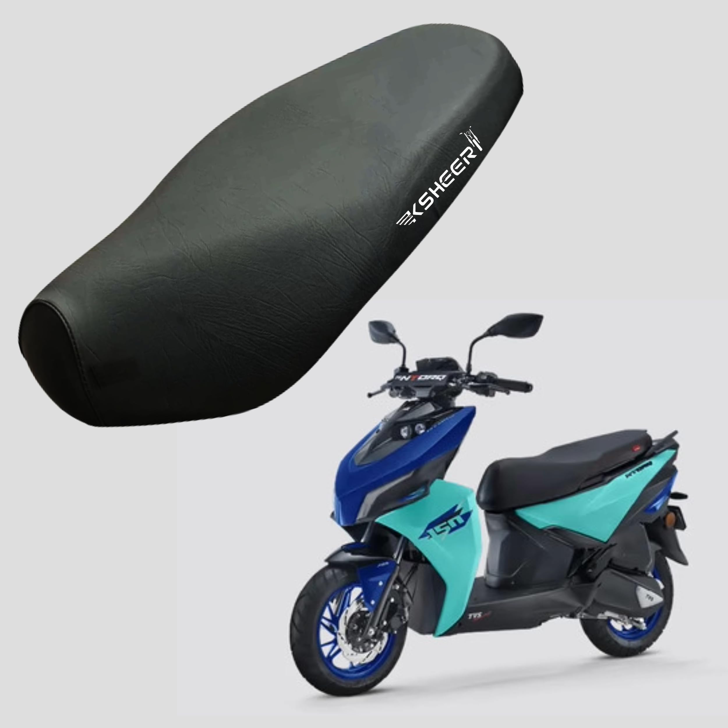 Ntorq 150 Scooty Seat Cover Protect from Rust and Dust, PU Leather Waterproof Durable Seat Cover for Ntorq 150 Bs6 (Black)-image-14