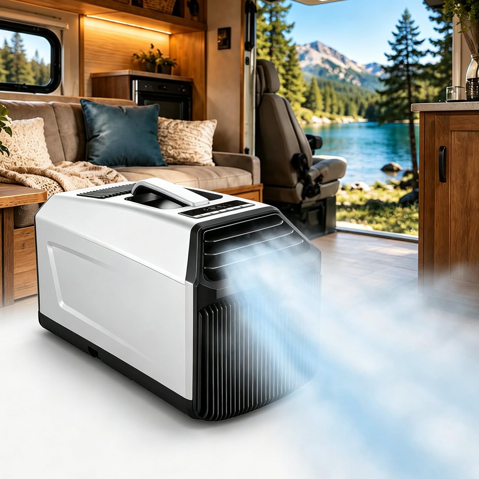 Mobile Air Conditioner,Self Evaporating,Drainage Fr ee Design 1500W-Grey