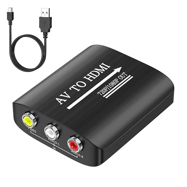 GINGIN AV to HDMI Converter AV to HDMI Adapter Support 720p 1080p for PS1 PS2 PS3 Xbox 360