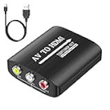 GINGIN AV to HDMI Converter, AV to HDMI Adapter Support 720p/1080p for PS1/PS2/PS3/Xbox 360/WII/N64/SNES/STB/VHS/VCR/Blue-Ray DVD Players