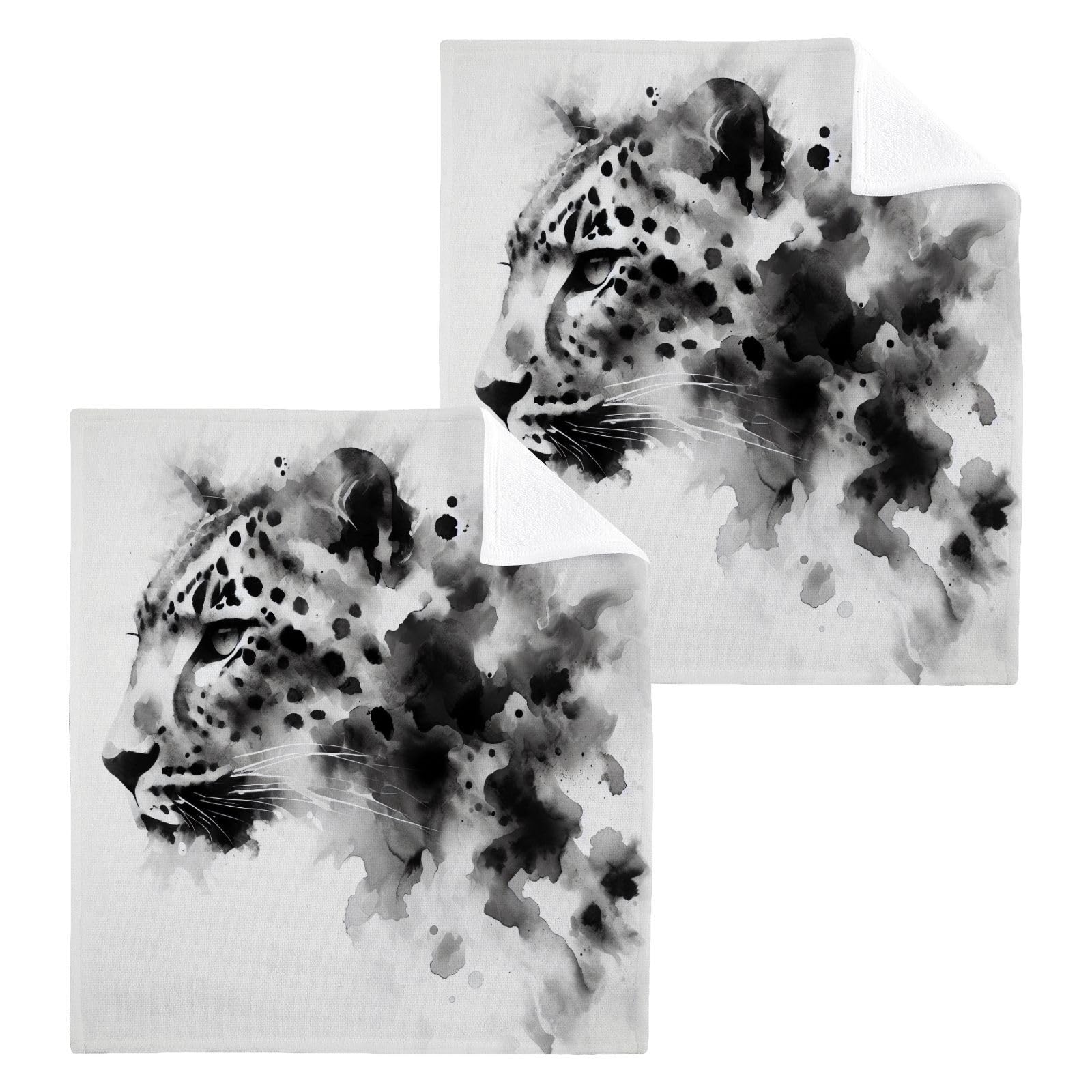 PaChyLuu 6 Pack Black and White Cotton Washcloths Highly Absorbent Face Cloth Reusable Body Towels, Gentle for Sensitive Skin, 12 x 12 Inch