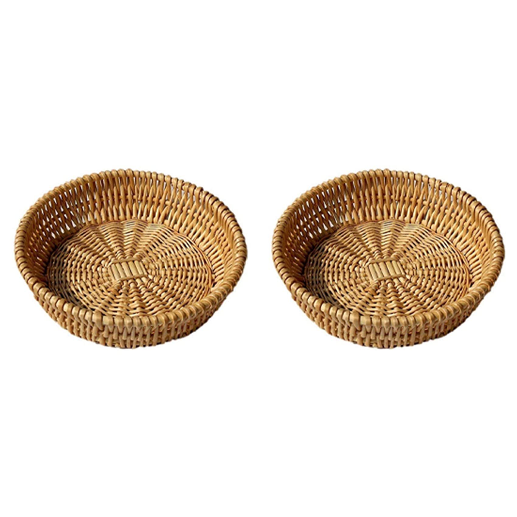 Wetpet Golden 2X Hand-Woven Basket, Wicker Basket, Food Serving Basket For Bread, Fruit, Vegetable Storage, Basket 25 X 8Cm