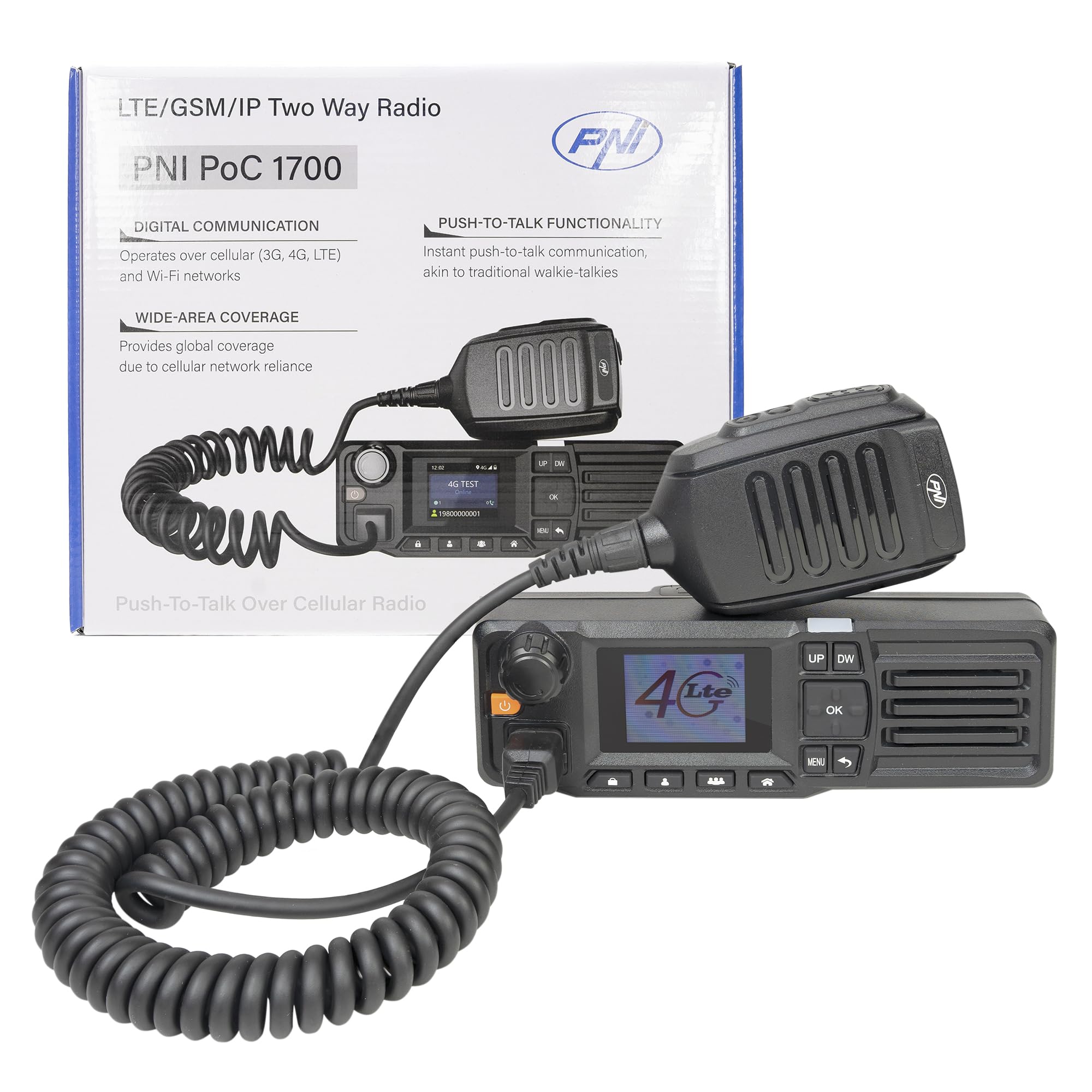PNI PoC 1700 - Stazione radio GSM 4G LTE, Wi-Fi 2,4 GHz, Android OS, schermo a colori da 1,77", 12 V, IP54