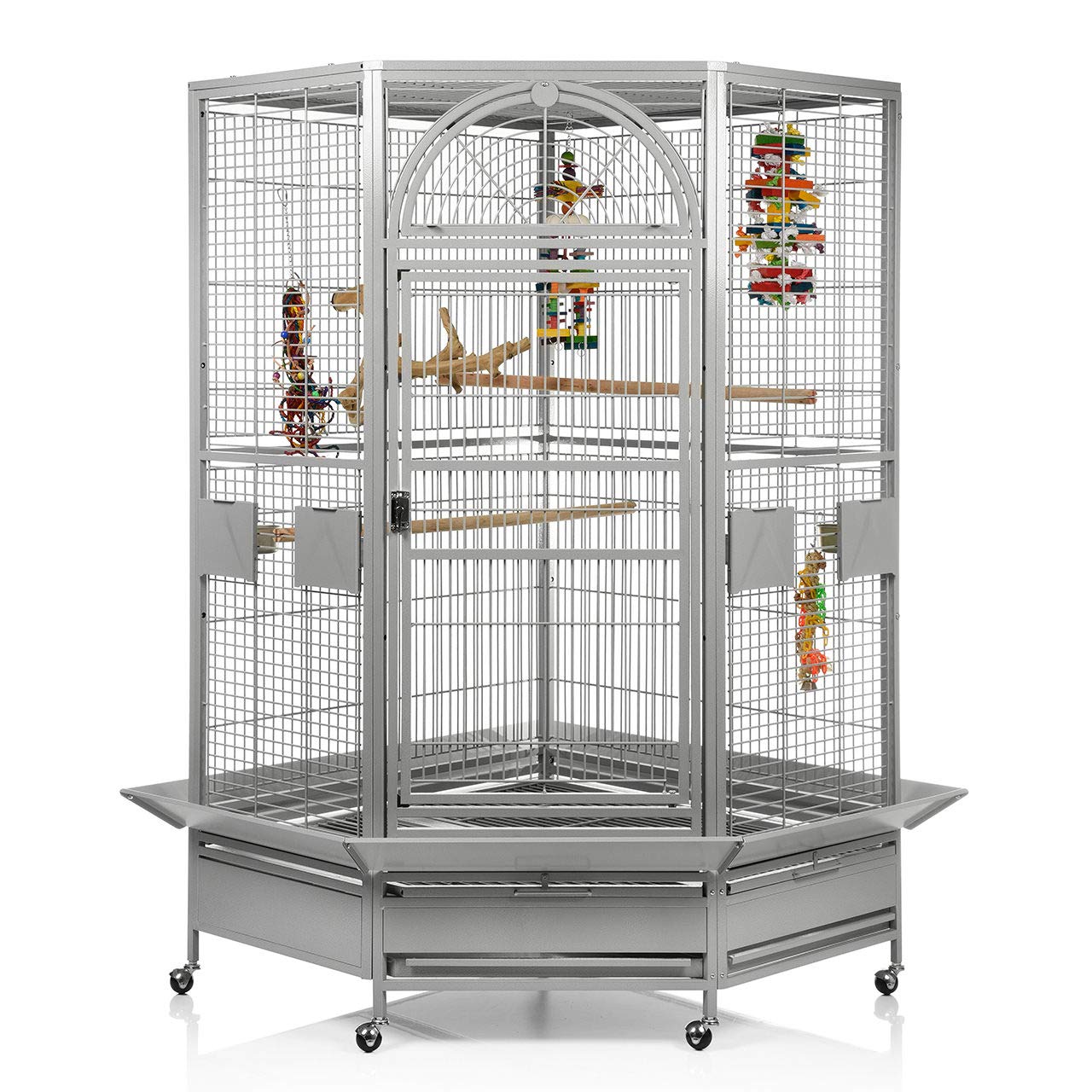Montana Cages | Eckkäfig Denver - Eckvoliere XXL in hellgrau | Papageienkäfig, Papageienvoliere