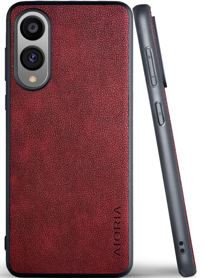 AIORIA for Samsung Galaxy S25 Edge Premium Leather Cover Retro Design Full Protective Phone Case for Samsung Galaxy S25 Edge 5G (Red, S25 Edge)